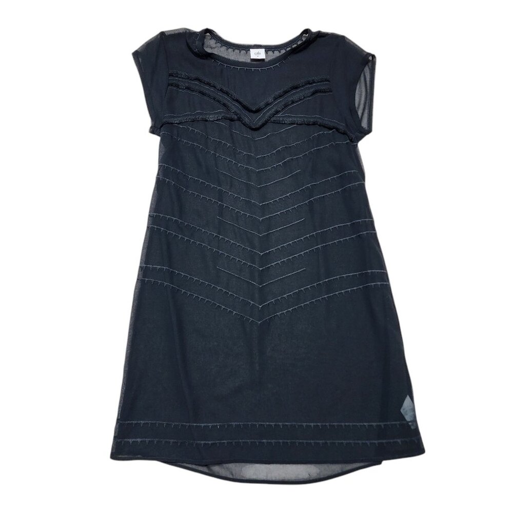 Cabi Black Sheer Chevron Swim Cover-Up Dress M Polyester Stylish‎ & Lightweight